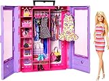 Barbie HJL66 - Fashionistas ultimativer Kleiderschrank, tragbares Modespielzeug mit Puppe, Kleidung, Accessoires und Kleiderbügeln, Geschenk für Kinder ab 3 Jahren