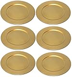 TAMLED 6 x Platzteller used look Dekoteller Ø 33 cm gold für Event Hochzeit Geburtstag Party Catering Familienfeier Deko Silvester Weihnachten Ostern in wiederverwendbarem Kunststoff