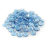 Glänzender, reflektierender Feuerglas-Kies, Feuersteine oder Perlen für Feuerstellen, Aquarien, Sukkulenten oder als Gartendekoration, 17-19 mm, 335 g. himmelblau