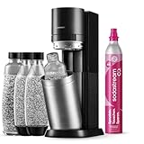 SodaStream Wassersprudler DUO mit Quick-Connect CO2-Zylinder| inkl. 2x 1L Glasflasche und 2x 1L FUSE Kunststoffflasche (spülmaschinengeeignet) | Farbe: Titan
