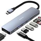 BENFEI USB C HUB 7-in-1, USB-C HUB Multiport Adapter mit USB Typ-C auf HDMI, USB-C zu SD TF Kartenleser/3*USB 3.0/60W Power Delivery, mit iPhone 15 Pro/Max MacBook Pro/Air 2023 iPad Pro iMac S23