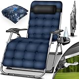 tillvex® Liegestuhl klappbar bis 200kg | Sonnenliege Gartenliege wetterfest Balkon, Garten & Terrasse | Outdoor Liege verstellbar mit dickem Polster | Relaxliege Nackenkissen