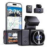 VANTRUE E2 2.7K+2.7K Dashcam Auto vorne hinten 5GHz WiFi 9MB/S GPS, Fernbedienung Sprachbefehle Dash cam Dual 1944P/1440P WDR Nachtsicht Puffer Parkmodus Auto Kamera, 2.45’’ 320° G Sensor, max. 512GB