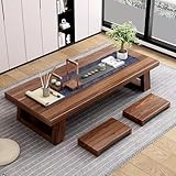 HanDpi Japanischer Teetisch aus massivem Holz – Niedriger Tisch zum Sitzen und Essen auf dem Boden, Couchtisch aus Holz, Chabudai-Möbel für das Wohnzimmer, Tatami – japanischer Stil