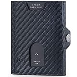 VON HEESEN® Slim Wallet mit Münzfach & RFID-Schutz - Mini Geldbörse Herren & Damen klein - Kreditkartenetui Kartenetui - Kartenhalter Portmonee Portemonnaie klein - Geldbeutel Carbon-Schwarz