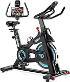 Wenoker Heimtrainer Fahrrad, Indoor Cycling Bike mit LCD-Monitor, Heimtrainer mit Pad-Halterung, Belastbarkeit 140 kg Fitnessbike Zuhause, Stille Stationäre Fahrräder für zu Haus