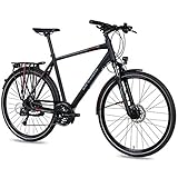 Airtracks Herren Trekking Fahrrad 28 Zoll Trekkingbike TR.2830 Trekkingrad Bike City 24 Gang Shimano ALIVIO RD-M3100 SGS Kettenschaltung Nabendynamo Schwarz Matt - Herren 56cm Körpergröße 175-185cm