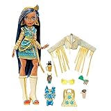 Monster High Cleo de Nile Puppe - Königliches Outfit, Killerstiefel, Pyramidenrucksack, Zubehör, für Kinder ab 6 Jahren, HHK54