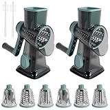2Pcs Nussmühle Manuell mit 3 Austauschbaren Trommelklingen Trommelreibe Edelstahl mit Kurbel Clipbar Grau Manuelle Trommelreibe für Mais Karotten Weizen Hafer Gerste Gewürze Kaffee