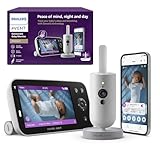 PHILIPS Avent Premium Connected Videophone, das bisher beste Babyphone von Avent, Schlaf- und Atmungs-Tracking mit KI, Schrei-Interpretation, kristallklares Bild bei Tag und Nacht, SCD973/26