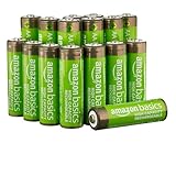 Amazon Basics 16er-Pack wiederaufladbare AA-NiMH-Batterien mit hoher Kapazität, 2400 mAh, 1,2 V, bis zu 400-mal aufladbar, vorgeladen