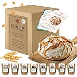 Bio Brotbox Starterset mit 8 Brotbackmischungen - Geschenk zum Einzug - Brotbackset zum Selberbacken - Geschenkset Backmischungen - Bake with Love