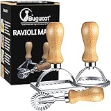 Bugucat Ravioli Ausstecher Former, Ausstechformen, Teigtaschenrad Former mit Holzgriff und Geriffelter Kante Pasta Nudel Press, Ravioliform Keksform für Pierogie & Dumplings (3er Set)