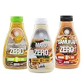 Rabeko Zero Sauce -mix Honig-Senf/Mayo/Samurai, 3 x 425ml ohne Zucker & wenig Fett - gesunde Low Carb Produkte kalorienreduziert fettreduziert für Salat, Grill - Gluten und Laktosefrei