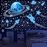 531 Stück Leuchtsterne Kinderzimmer Sterne leuchtend Selbstklebend Wandsticker Wandaufkleber Kinderzimmer Junge Mädchen Kinder Mond Astronaut Leucht Aufkleber Schlafzimmer Wohnzimmer Wandtattoo