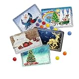 5er Mix-Set Mini-Adventskalender mit Schokolinsen - Der vielleicht kleinste Advents-Kalender der Welt (Bunte Schlittenfahrt, Weihnachtsmann on Tour, Schneemaenner, Schneckenpost, Kuck mal Weihnachten)