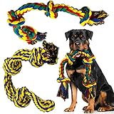Decyam Hundespielzeug Hunde Kauspielzeug Seile 2 Stück, Welpenspielzeug aus Seil für Spiel und Zahnreinigung, natürliches Baumwollseil für mittlere und Große Hunde