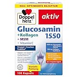 Doppelherz Glucosamin 1550 + Kollagen + MSM + Vitamin C - als Beitrag zur normalen Kollagenbildung für eine normale Knorpelfunktion - 100 Kapseln