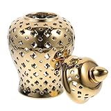 LIFKOME Keramik Hohlvase 12X12X20cm Dekorative Blumenvase mit Ausgefallenem Design Multifunktionaler Blumenhalter für Wohnzimmer und Hochzeitsdeko