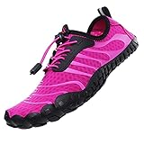 Wasserschuhe Badeschuhe Damen Herren Strandschuhe Schnell Trocknend Drainagelöcher Strand Schwimmschuhe Meeresschuh Surfschuhe Poolschuhe Unisex Barfußschuhe für Kajakfahren Fitnessstudio Lila EU39