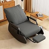 OVLRIJP Schaukelstuhl Schaukelsessel mit 3-Fach Verstellbare Rückenlehne, Lesesessel Bequem, Schaukelstühle Relaxsessel mit Dehnbare Fußstütze, Schwingsessel für Schlafzimmer, Wohnzimmer (Grau)