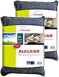ALCLEAR 950014 Ultra-Microfaser Autoschwamm, 2er Set, Trockentuch gegen Beschlagene Auto Scheiben und Windschutzscheiben, Anthrazit/Blau