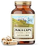 NaturaleBio Maca 500mg - 180 Kapseln. 100% Bio Gelbe Maca Wurzel aus Peru. Frei von Zucker und Zusatzstoffen. Gelatinierte, wasserlösliche Kapseln