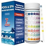 7IN1 Teststreifen Pool 100 Stück, Genauer Teststreifen für Pool,Spa,Ausreichend Pool Tester für pH,Härte,Gesamtalkalität,Cyanursäure,Gesamtchlor,freies Chlor Brom