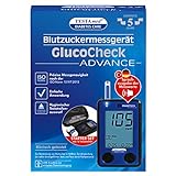 TESTAmed Glucocheck Advance Blutzuckermessgerät, Einfach, Schnell Und Sicher Blutzucker Messen, Inklusive Teststreifen Und Lanzettengerät, Optionale Sprachausgabe, Geringe Folgekosten