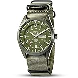 Uhren Herren Armbanduhr Militär Uhr Outdoor Sport Herrenarmbanduhren Herrenuhr Wasserdicht Grün Tactical Watch Field Watches for Men Datum Wochentag Leuchtende Arbeitsuhr mit NATO Nylonband von MDC