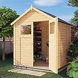 Alpholz Gerätehaus Alisha aus Fichten-Holz, Gartenhaus mit 14mm Wandstärke, Holzhaus inklusive Montagematerial, Geräteschuppen Größe: 202 x 191 cm, Satteldach