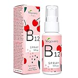 Vitamin B12 Spray Vegavero® | Vergleichssieger 2024* | 500 µg Methylcobalamin pro Sprühstoß | Zuckerfrei & Ohne Alkohol | Leckerer Kirschgeschmack | Hochdosiert | Vegan | 25 ml (210 Portionen)