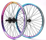 KHE BMX Laufrad Satz Oil Slick Alu Felge MVP 36H 14mm 9T Ritzel und Felgenband