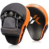 Pratzen Boxen mit hochwertiger Polsterung - 1 Paar Kickboxen Boxpratzen für optimale Schlagdämpfung,Trainerpratzen Boxing Pad für Männer Frauen,Schlagkissen für Karate MMA Taekwondo Muay Thai-Orange