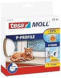 tesa tesamoll P-Profil Gummidichtung - Selbstklebende Dichtung zum Isolieren von Spalten an Fenstern und Türen - Weiß - 25 m x 9 mm x 5,5 mm