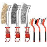 6 Stück Drahtbürste, Drahtbürsten Set mit Edelstahlbürste, Messingbürste, Nylonbürste, Stahlbürste, Metallbürste für Holz, Bohrer, Rostentferner Metall, Reinigung Schweißschlacke (3 große & 3 kleine)