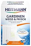 Heitmann Gardinen Weiss und Frisch: Entfernt Schmutz und Grauschleier aus Gardinen, Waschmittel-Ergänzung gegen Gilb, Nikotin und Gerüche, für lange Frische und ein brillantes Weiß, 5 Portionsbeutel