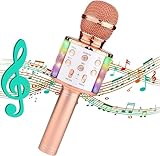 ELEUTH Karaoke Mikrofon,4 in1 Mikrofon Kinder mit Lautsprecher Tragbares Karaoke Maschine zum Singen,Drahtloses Bluetooth Mikrofon Kinder Weihnachten Geschenke für Kinder Spielzeug ab 4-12 Jahre