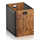 Mülleimer, Papierkorb 16.8 L Kombination aus Eisen und Holz für Büro, Wohnzimmer, Küche und Mehr, Abfalleimer im rechteckigen Design, Papierkorb im Industriestil mit Griffen, 28 x 20 x 30 cm