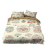 2/3-teiliges Happy New 3D-Druck Merry Christmas Bettbezug für Schlafzimmer, Bettbezug-Set, Zuhause, Zimmer, Bettbezug (Farbe: Violett, Größe: US-Queen-Size-Bett (229 x 229 cm)