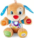 Fisher-Price Lernspaß-Hündchen mit drei Stufen | sprechendes Kuscheltier mit Musik als Kinderspielzeug und Baby Spielzeug | Interaktiver Teddybär, Version: UK-Englisch , FPM43