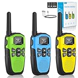 Walkie Talkie 3er Set,NXGKET Walkie Talkie Aufladbar für Erwachsene Kinder Funkgeräte,Große Reichweite 5km Walki Talki mit Li-ion Akku,Walkie Talkies VOX Taschenlampe für Freien, Camping, Wandern