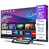 TuTu 32 Zoll Fernseher Full HD, VIDAA Smart TV mit WLAN, Bluetooth, App Store, Triple Tuner (DVB-T/T2, DVB-C, DVB-S/S2), HDMI, Mittelfuss [TUV32FN1B, 2024]