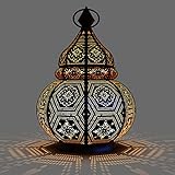 Orientalische Laterne aus Metall Maha Schwarz 28cm | orientalisches Marokkanisches Windlicht Gartenwindlicht | Marokkanische Metalllaterne für draußen als Gartenlaterne, oder Innen als Tischlaterne