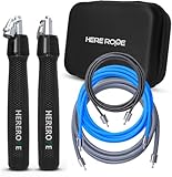 Hererope 3-in-1-Springseil für Damen und Herren, 1/2,7 kg, 1/1,8 kg, 1/0,9 kg, austauschbares gewichtetes Springseil-Set mit Präzisionskugellager, rutschfester Ledergriff, Springseile für Fitness