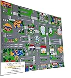 Entrando Spielteppich Straße 100×150 cm – Waschbar, rutschfest & Oeko-TEX – Kinderteppich Jungen & Mädchen – Schadstofffrei – Kinderzimmer Teppich
