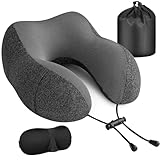 Cirorld Nackenkissen Flugzeug, Comfy Reisekissen Memory Foam, Ergonomisch Gestaltetes Nackenkissen Reise, Nackenhörnchen mit Schlafmaske, Ohrstöpsel, Tasche Ideal für Reisen, Flugzeug, Büro, Auto