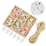 10 Meter Fotoseil mit 30 Holz-Klammern und 6 Spurlosen Nägeln zum Aufhängen Fotoleine für kreative und schöne Foto DIY Dekoration Kinderzimmer Wanddekoration