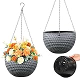 Zuxbolf 2 Stück Pot Blumenampel Außen 21cm Durchmesser Selbstbewässerung Hängende Blumentöpfe mit Rostfrei Ketten Kunststoff Pflanzampel Hängetopf Hängeampeln für Innen Außen Decken Pflanzen Blume