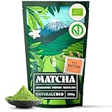 NaturaleBio Matcha Tee Pulver Bio - Premium-Qualität - 200g. Original Green Tea aus Japan. ideal zum Trinken. Grüntee-Pulver für Latte, Smoothies, Matcha-Getränk. Hergestellt in Uji, Kyoto.